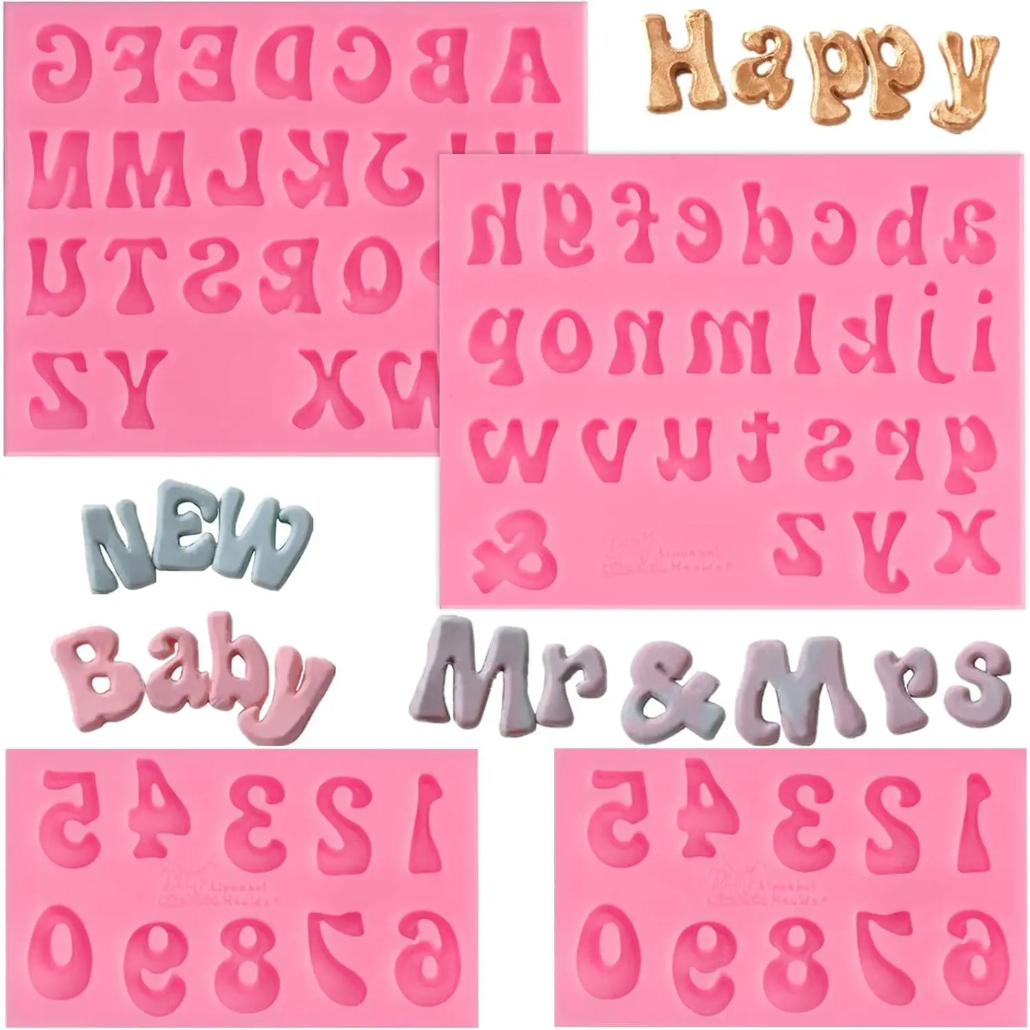 Letter Fondant Molds, 4 count | Non-Stick, 26 Letters and 0-9 Numbers  Molds, For Dessert Cake Decorating, Cupcake Topper, Candy