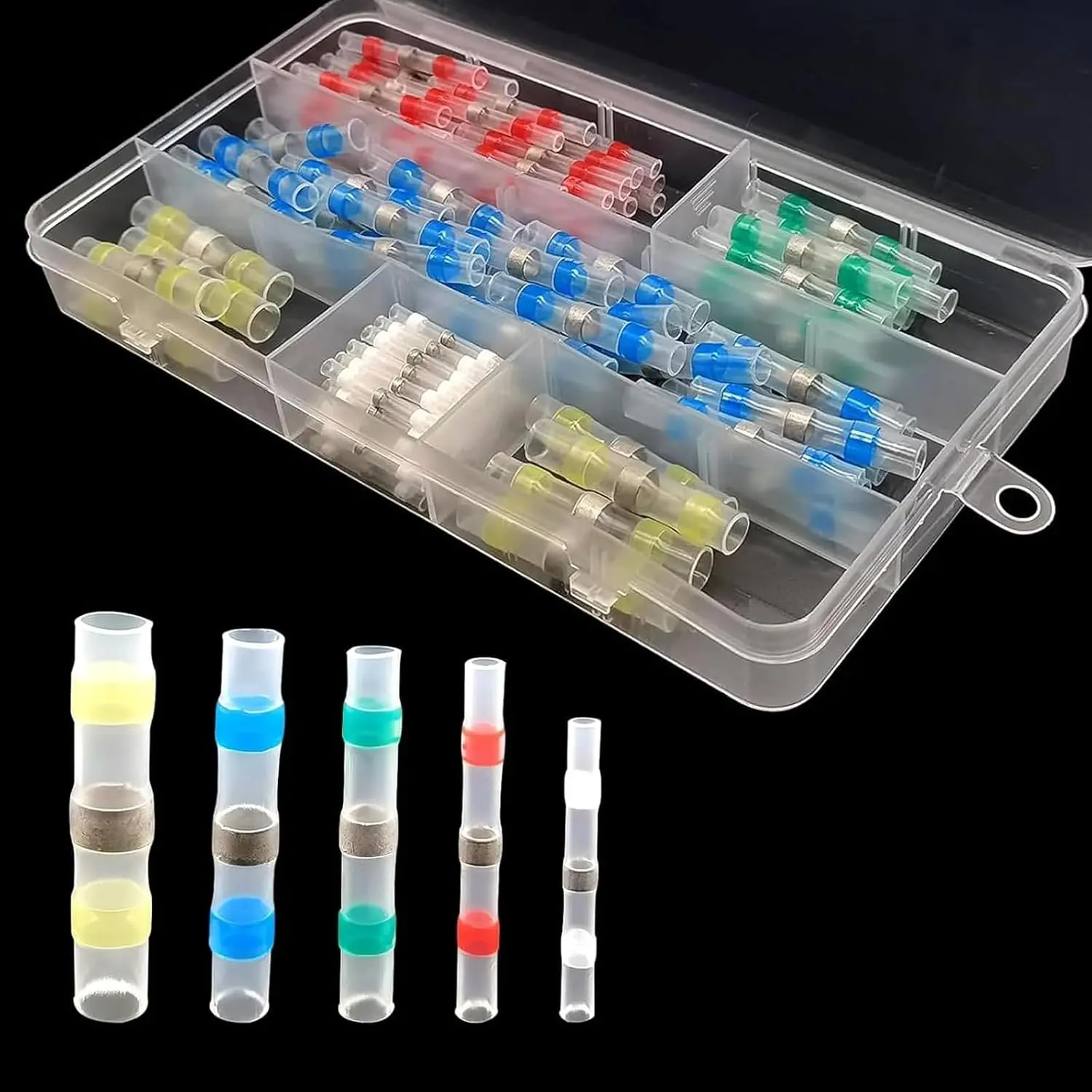 110 count Heat Shrink Welding Connector Kit,  Insulated  Terminals, Heat-Shrink Solder Ring Terminals Blocks Circular,  for  ,  (Multicolored)