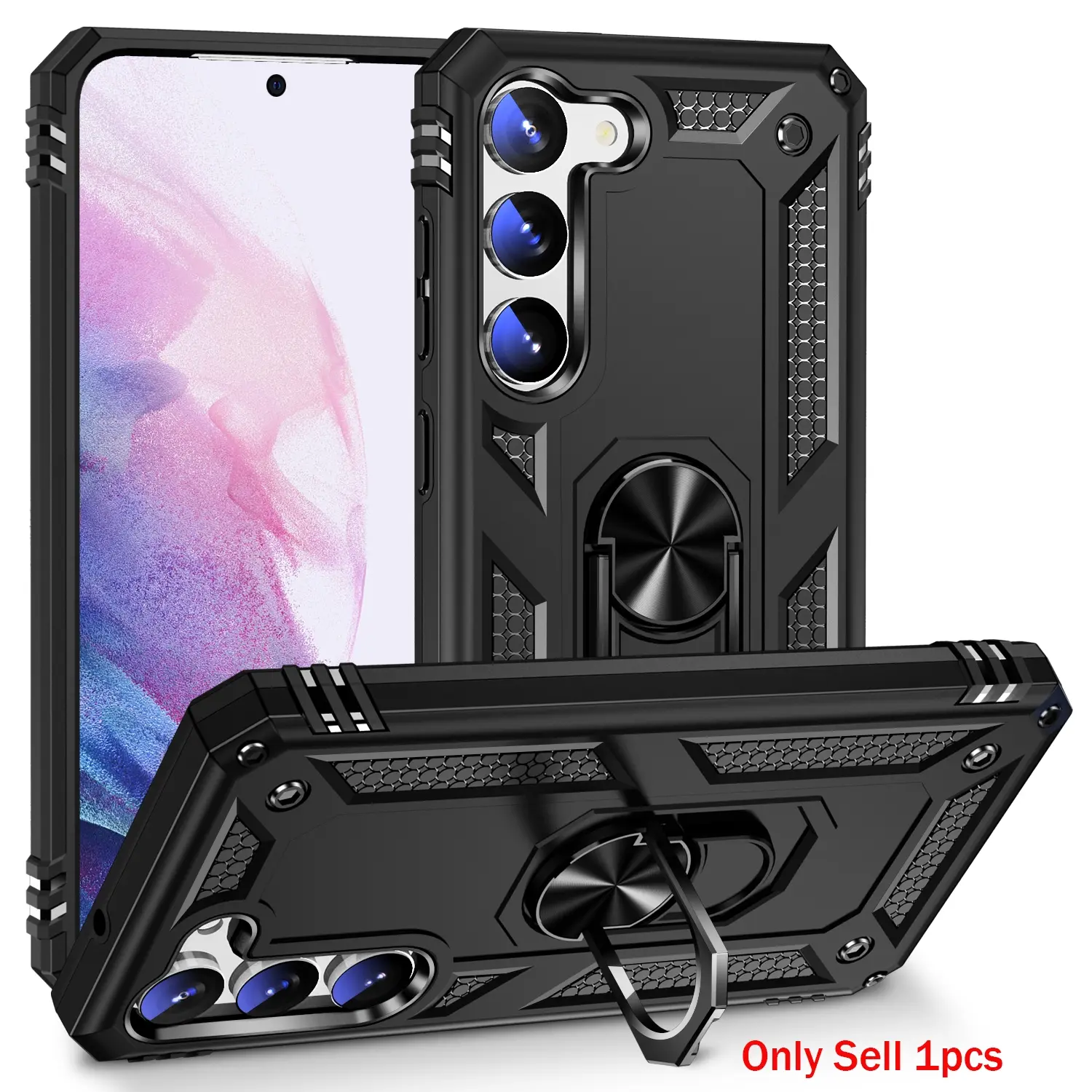Case for Samsung Galaxy S23 Plus/S23 Shockproof Hard Case, Scratch-Resistant Dual-Layer Protection, 360° Rotatable Magnetic Metal Ring, Car Mount Holder for Samsung Galaxy S23 Plus/S23 Case