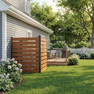 Decorative Outdoor Screen Panel, Sturdy Aluminum Frame Vinyl Slat Fence, Multi-purpose Enclosure for Various Outdoor Utilities