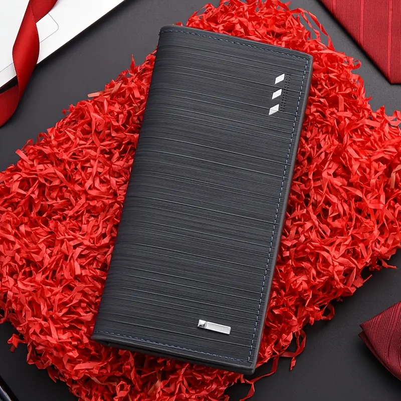 High-End Men's Long PU Leather Wallet with Geometric Print, 12 Card Slots - Coin Pouch, Check Organizer, ID-Ticket Keeper - Unisex Republican Party Travel Outing Gift