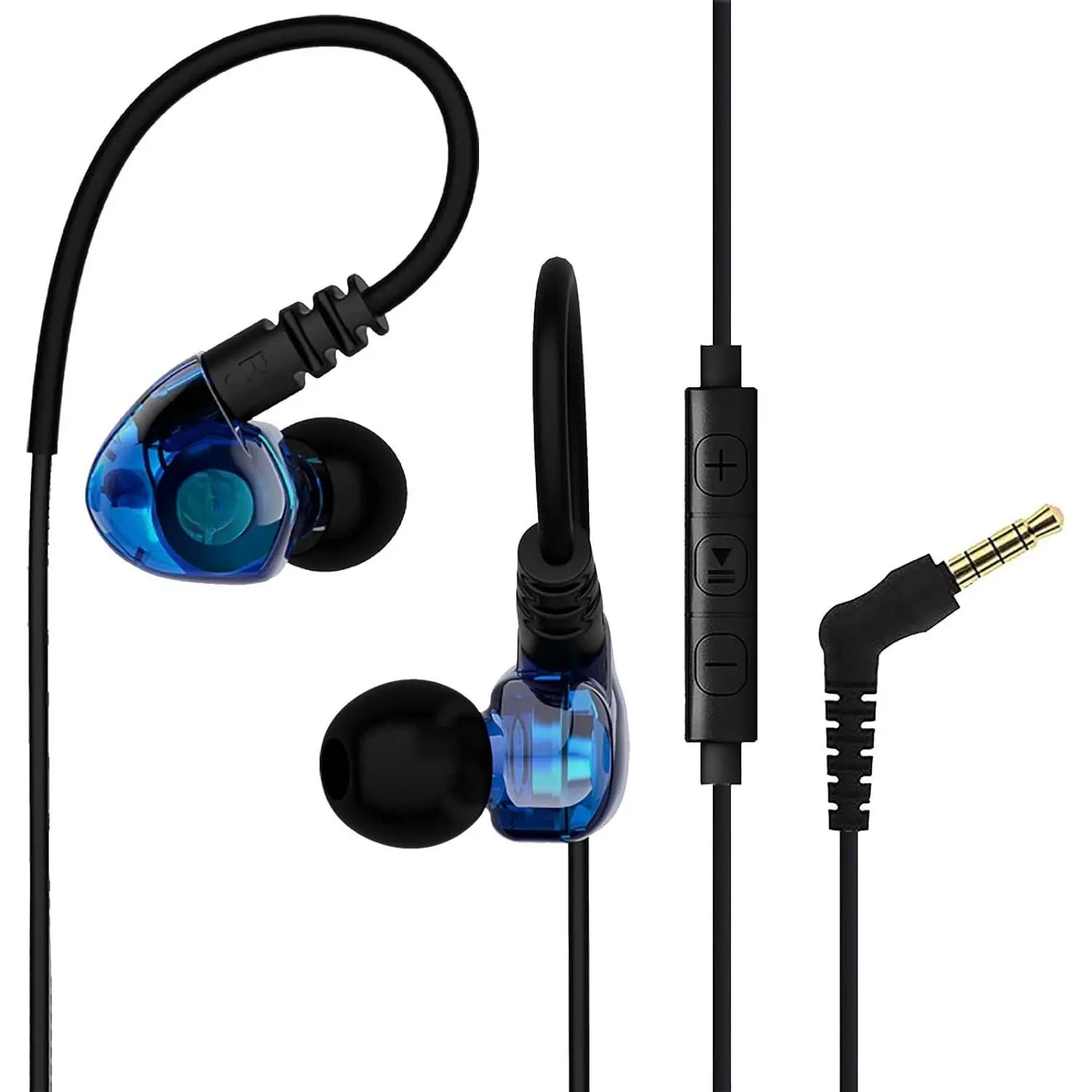 Wired Over Ear Earbuds Headphones for  Women Small Ears Blue | Microphone, Control, Ear Buds Case, Earhook in-Ear Earphones for  Running Exercise Jogging, For Cell Phone Laptop Tablet