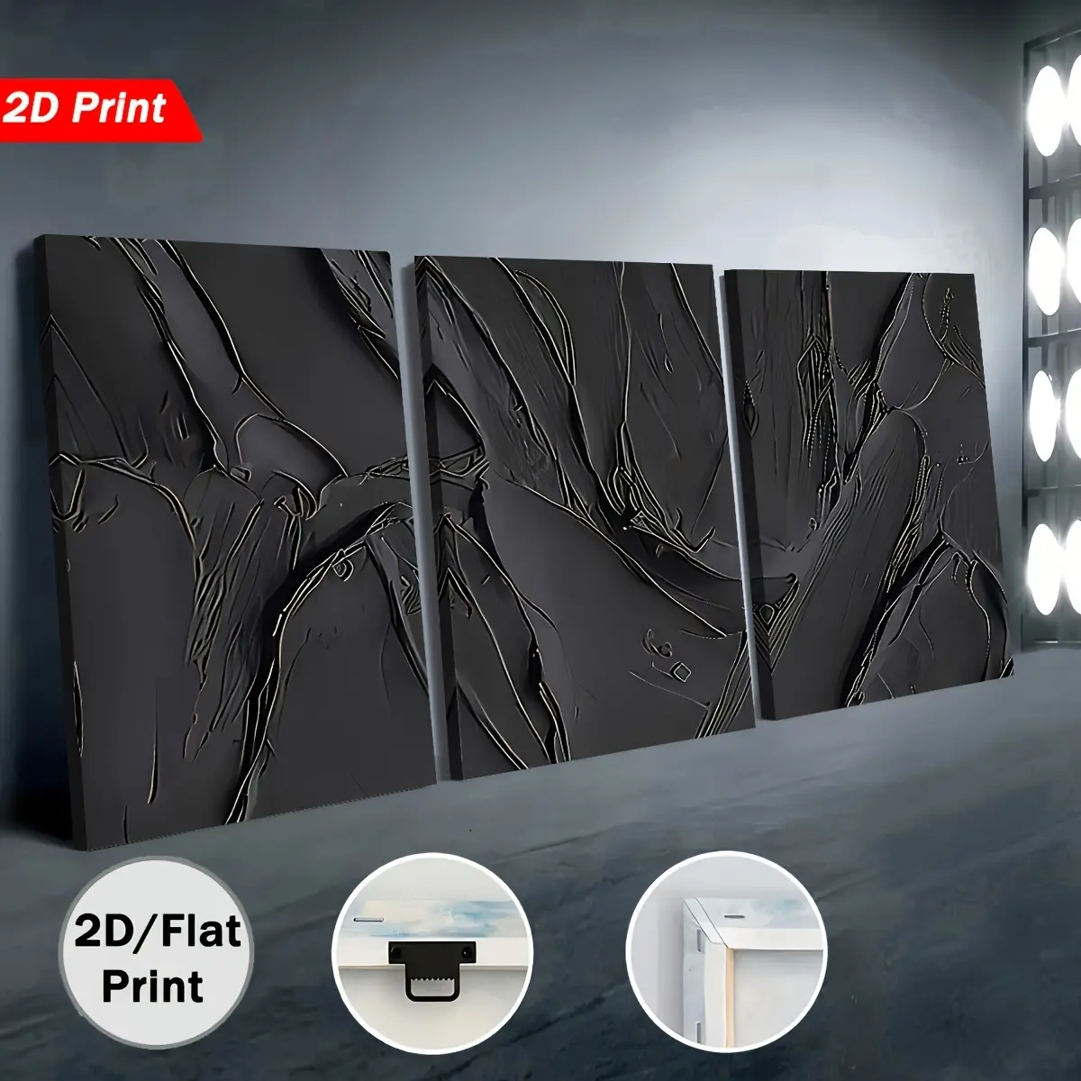 2D print, framed canvas paintings and posters, ready to hang, Christmas and Halloween, abstract pure black modern geometric art, home decor, wall art, room decoration, high-definition print, holiday gift, living room, bedroom, dining room, office decorati