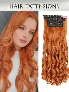 20-Inch Women's Bb Clip-In Wavy Hair Extensions, //gold/olive/, 4-Piece Set, Easy-To-Use Clip-On Hairpieces