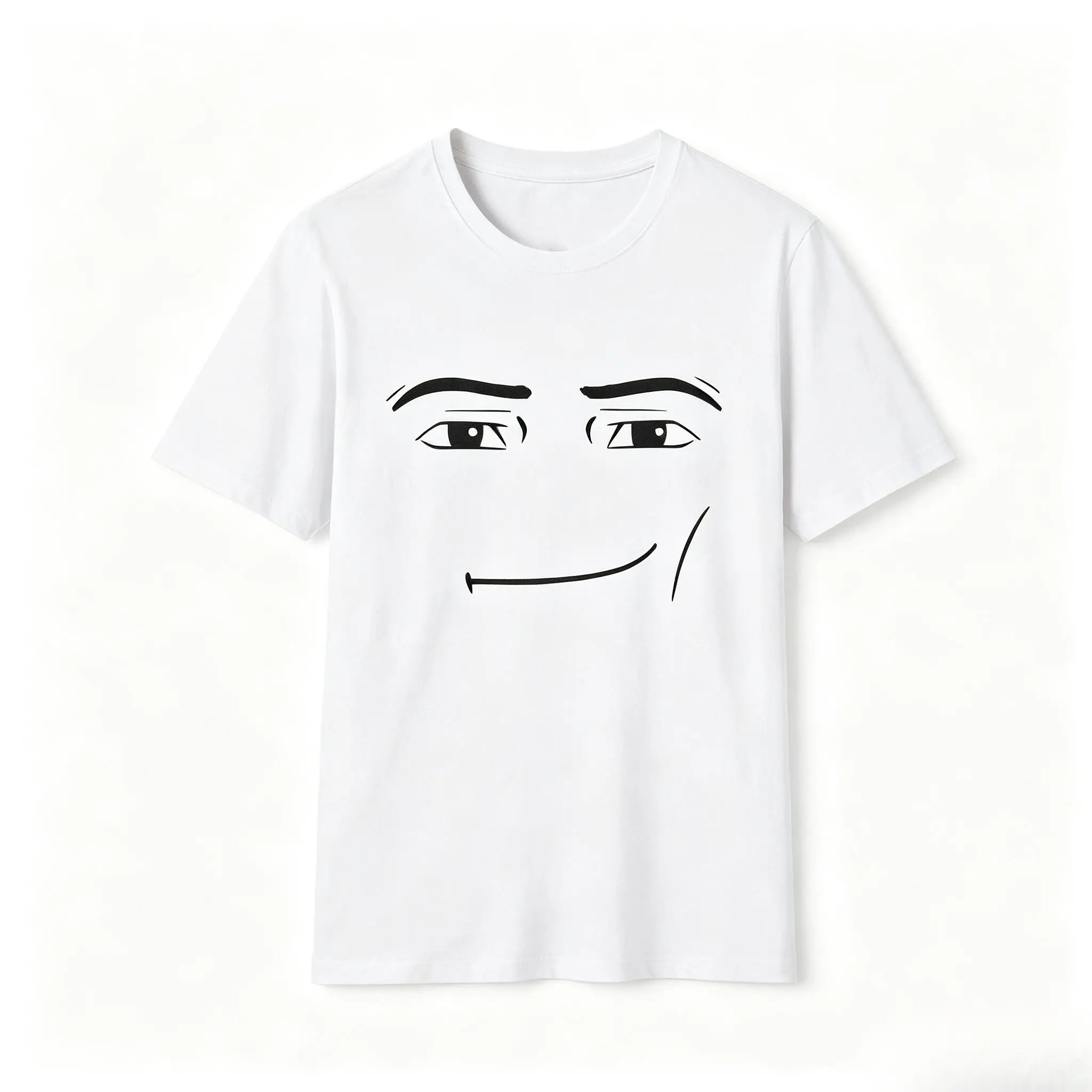Roblox Minimalist Face Graphic T-Shirt Sarcastic Expression Tee Unisex Casual Streetwear Crewneck Short Sleeve Top For Men And Women Shortsleeve White Tshirt