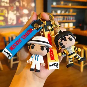 4 Classic "King of Dance" 3-Piece Keychain Sets – Singer-Themed Keyring Charms (Unisex Gifts)