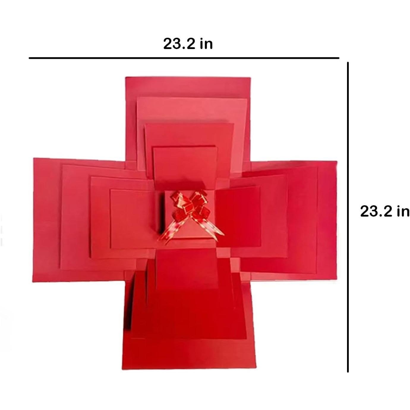 5-Layer creative explosion  box,  wrap box. Creating a 5-Layer of various gifts by yourself. An ideal, mysterious self-made  for birthday, Christmas and anniversaries. (Red, Square)