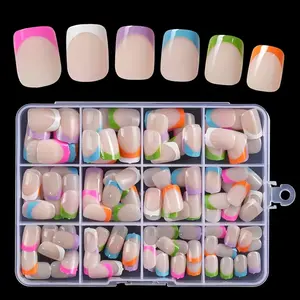 Bulk 240 Pieces Glossy Short Fake Nails, French Detachable Artificial Nails, Elegant Manicure Kit for Nail Salon & Nail Art Creation