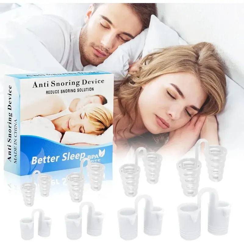 8pcs Anti Snore Nose Vents - -Grade Soft Snoring Device Sleep, Reusable Adjustable 4-Size Dilators for Men & Women