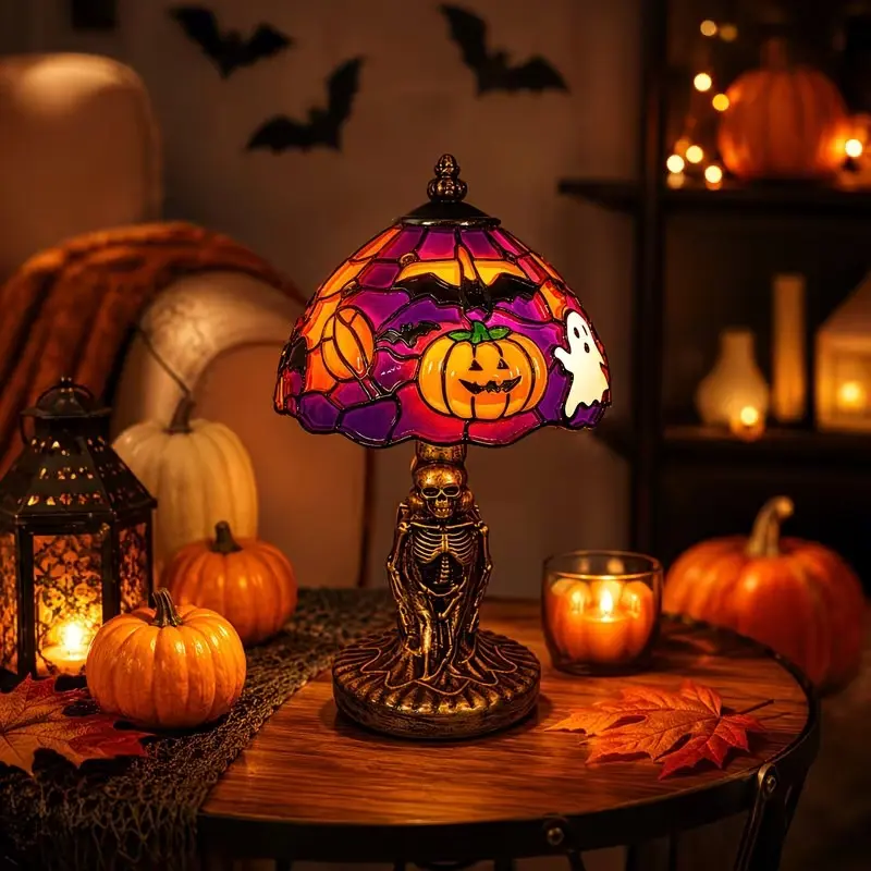 Halloween Skull Night Light - Pumpkin Ghost Painted Style Night Light, Perfect for Home, Parties, Bedroom, And Living Room Spooky Gothic Halloween Decor, Creating a Festive Atmosphere, a Great Halloween Gift, Battery Operated Lamp