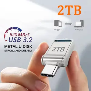 2026  2TB USB 3.2 Flash Drive High Speed Metal U Disk Type-c Interface Dual-use Flash Memory Stick For Phone Windows Computer