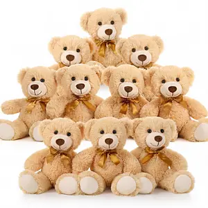 10PCS Soft Khaki Stuffed Animal Bear Soft Toys – Classic Stuffed Animal Set for Kids – Superior Quality – Ideal for Baby Shower Gifts – Adorable Collectible Softies