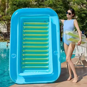 Large Inflatable Pool Float with Pillow and Cup Holder, Spacious Adult Water Lounge Pad for Beach, Pool, Lake Parties, Outdoor Relaxation