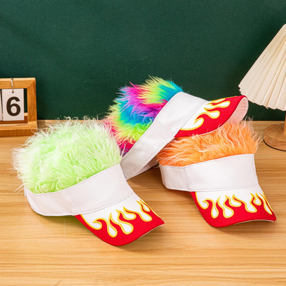 2026 New Flame Pattern Baseball Cap Embroidered Patch Design Multicolor Fluffy Faux Fur Hat