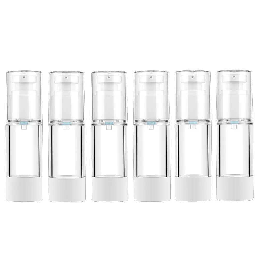 1 Oz 30ml Clear Airless  Cream Pump Bottle Travel Size Dispenser Refillable Containers/Foundation Travel Pump Bottle for Shampoo (Pack of 6)