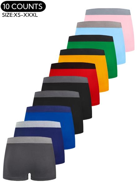 Men's Colorblock Letter Tape Boxer Brief, Comfortable Breathable Seamless Underwear for Daily Wear, Men's Base Underwear for All Seasons