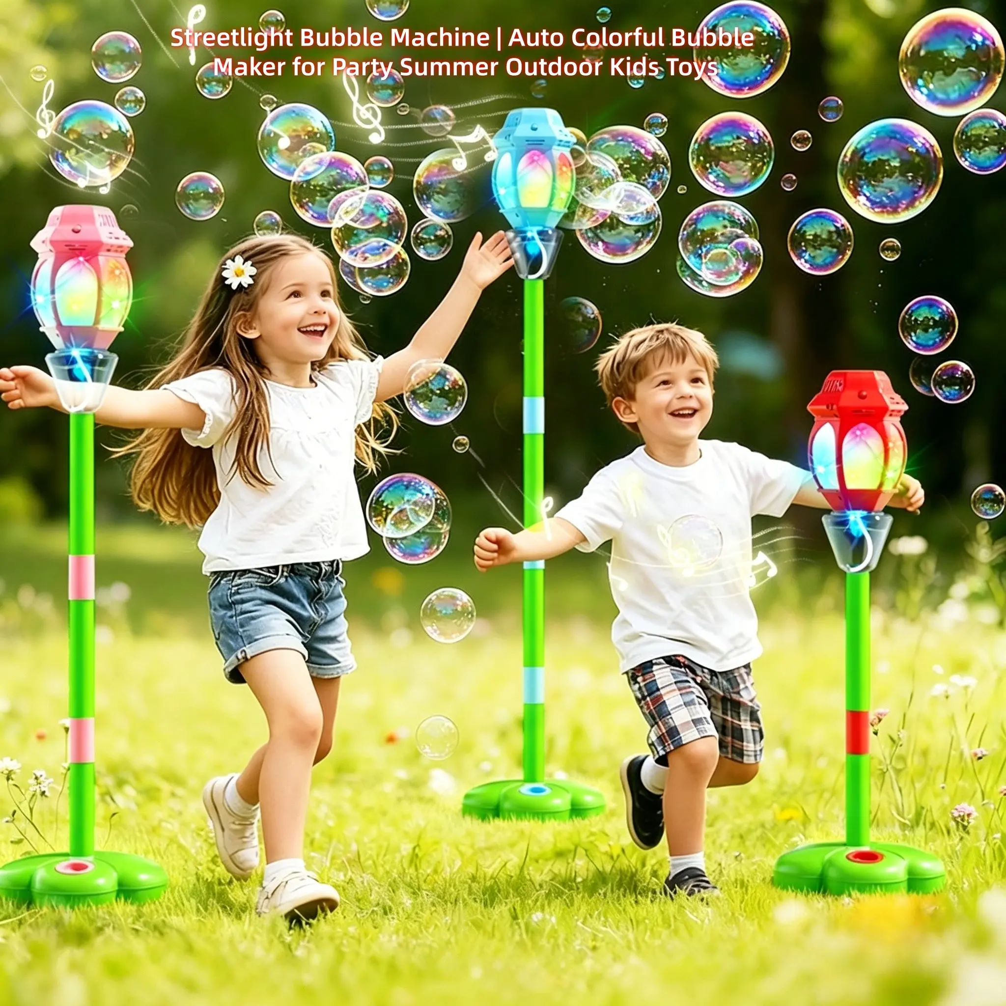 Rechargeable Bubble Machine with Lights and Music, Party Bubble Machine, Kids' Interactive Toy for Parties, Camping, Weddings, Outdoor Fun, Includes Bubble Solution