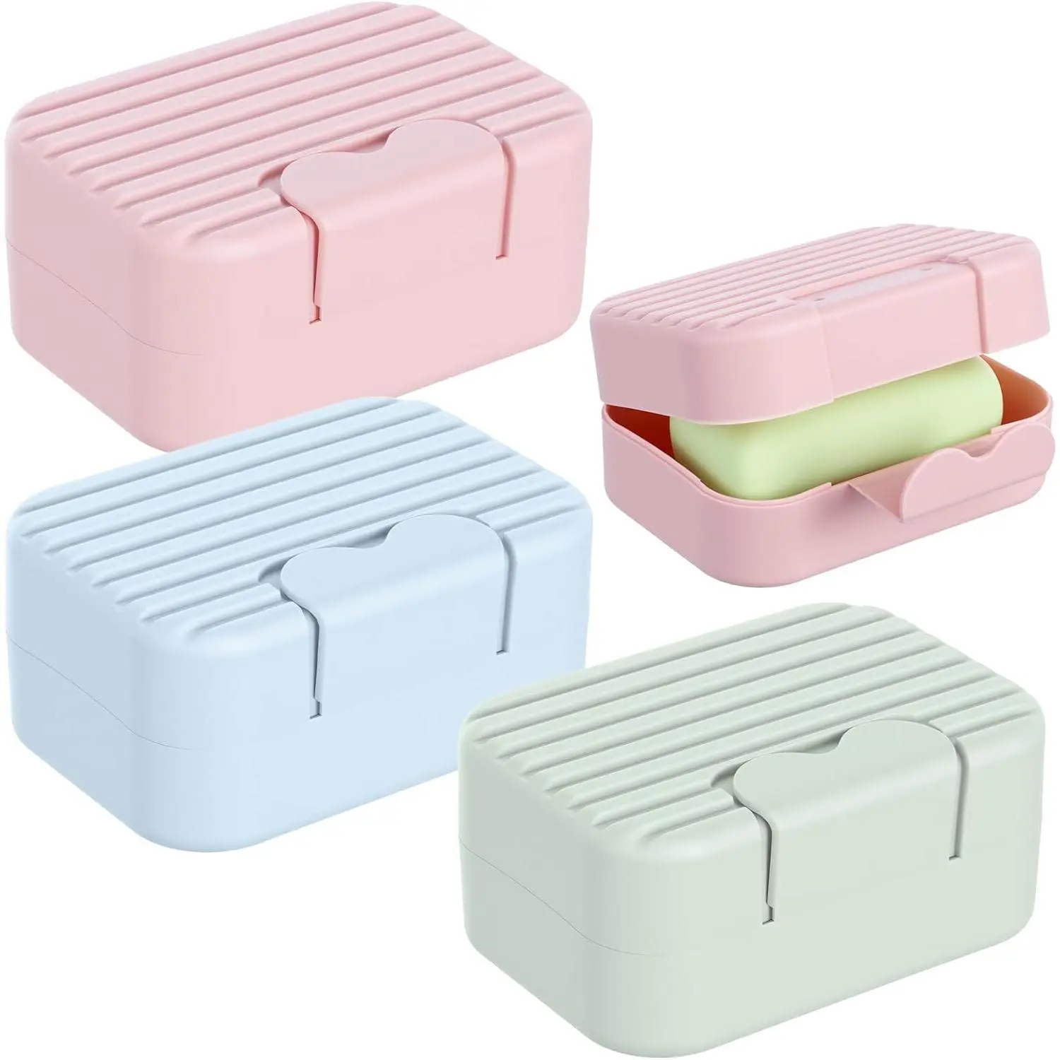 3 Pack Portable Bar Soap Holder Plastic Soaps Dish with Lid Cover Soaps Box | Travel Soap Container, Leakproof Storage Container, for Bathroom Shower Kitchen Sink, Travel Camping Hiking Gym, Outdoor