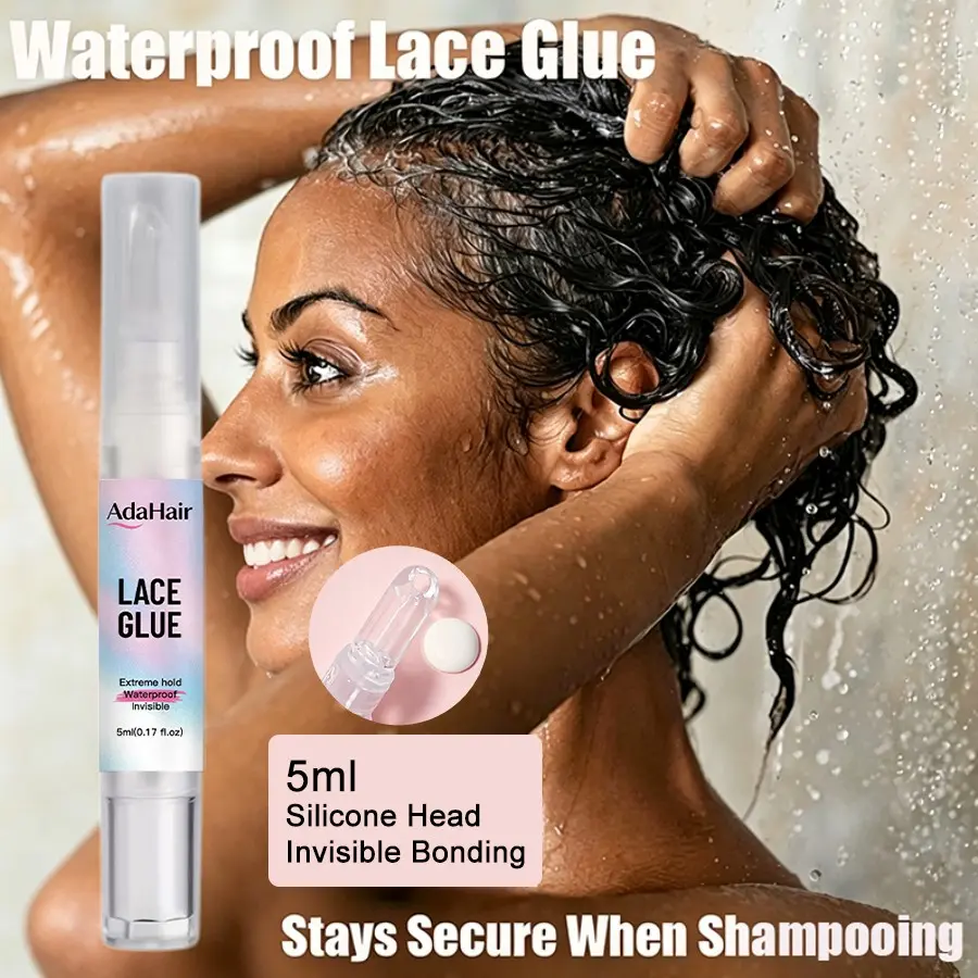 5ml/0.17fl.oz Strong Hold Lace Wig Glue - Waterproof, Soft silicone head, Sweat Proof, Invisible, Clear, Quick Dry & Easy Removal - No Odor Hair Wig Adhesive