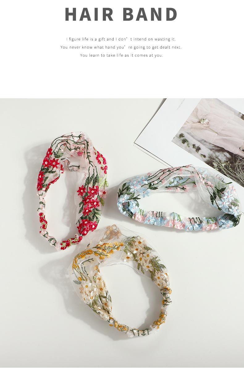 Summer Wide Lace Headband for Women, Trendy Embroidered Hairband, Fashionable White Floral Headgear, Lightweight Headwrap for Hair Control, Outdoor, Vacation, Daily Wear Accessories