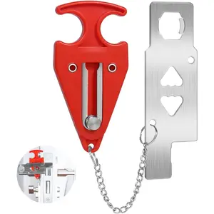 Portable Door Lock for Travel Door Lock Hotel Room  Devices Apartment Jammer Additional Safety for Traveling  College upgrade (Red combination)