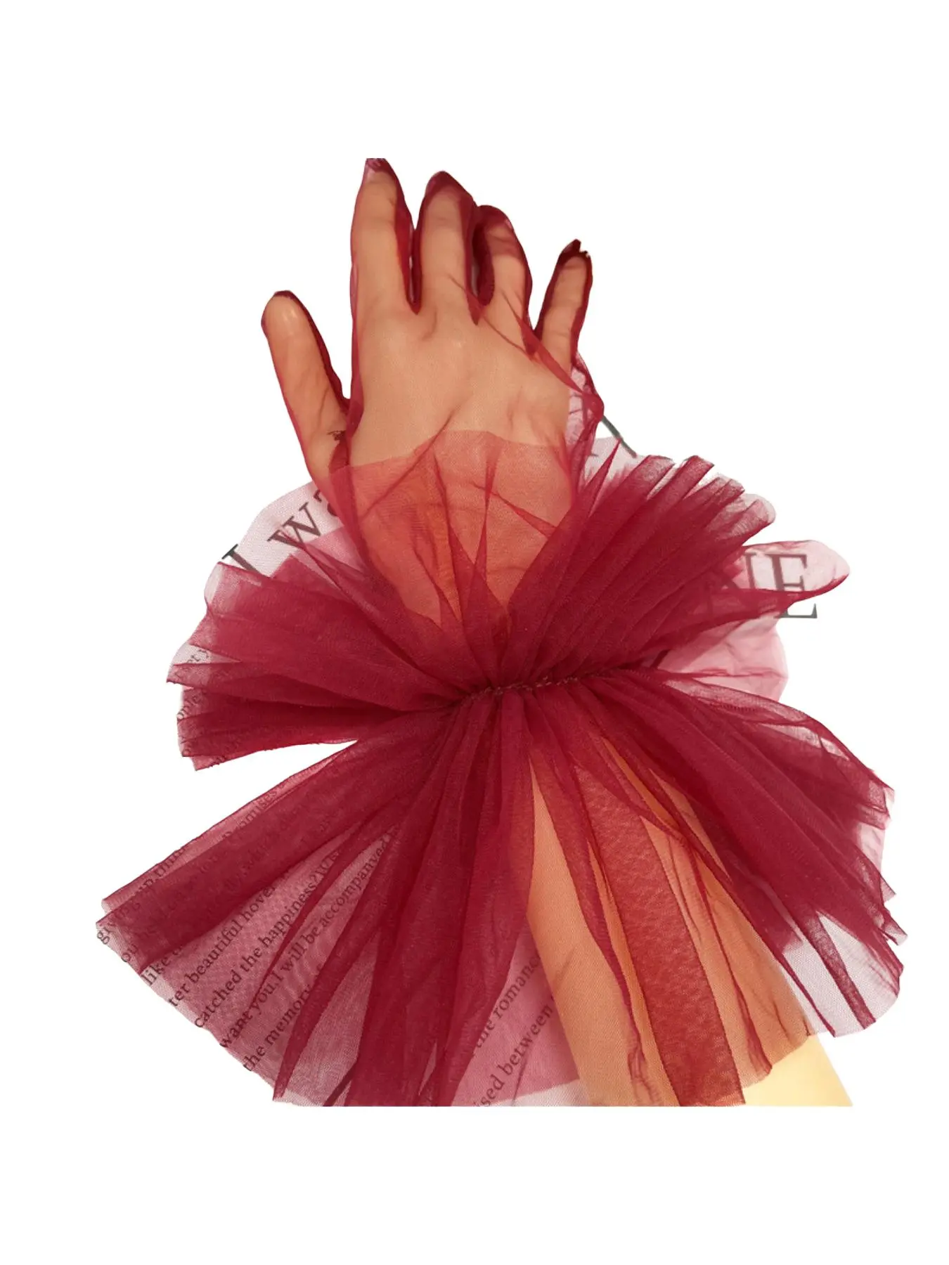 Short transparent mesh gloves for women's wedding dress and dinner accessories, white and black thin bag, summer sun protection sleeve cover
