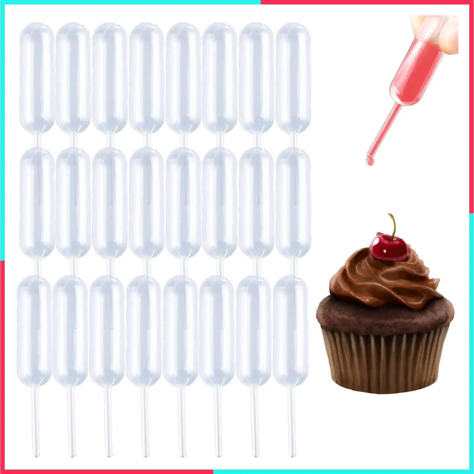 50PCS 4ml Plastic Squeeze Syringe Pipettes for Cupcake Decorating, Baking Supplies
