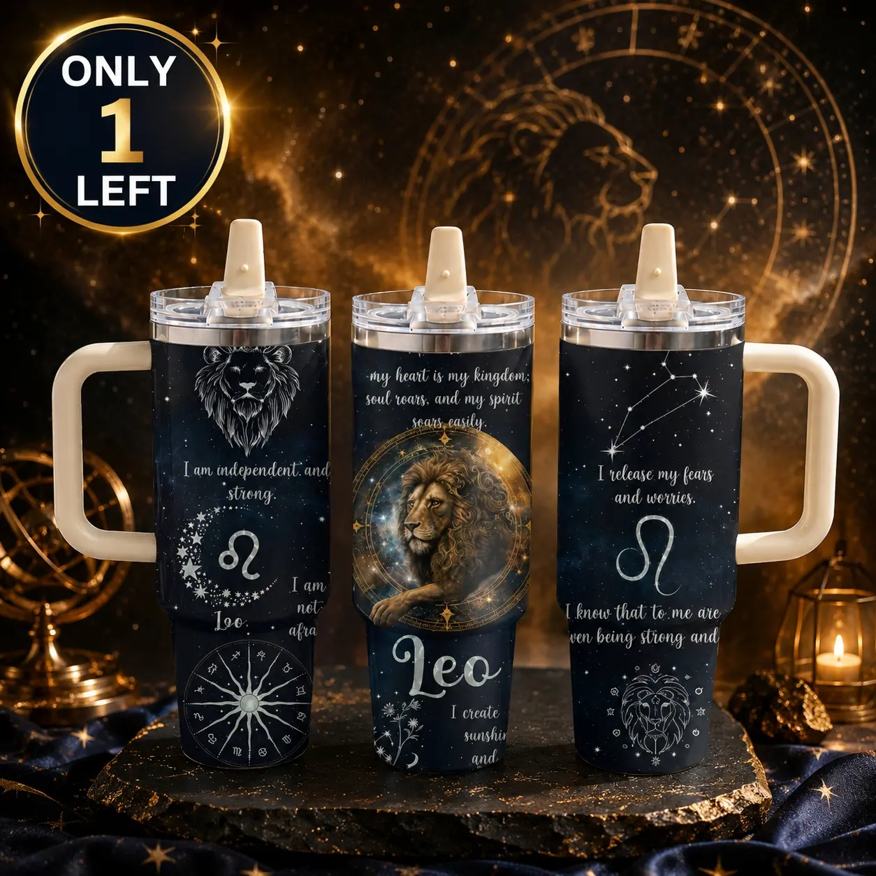 Zodiac Constellation 40oz Tumbler with Handle & Straw Lid, Stainless Steel Vacuum Insulated Leakproof Travel Mug, Starry Astrology Horoscope Cup, Car Cup Holder Friendly Iced Coffee Cup for Gym, Office, Travel & Gift, Insulated Vacuum Flask