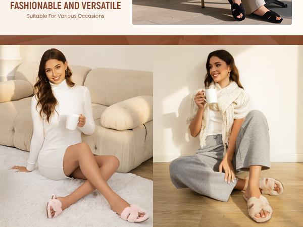 Women's Fuzzy Slippers Cute Comfy Fluffy Open Toe Slip-on House Slide Slippers for Indoor Bedroom Bridesmaid Women's Fuzzy Slippers Cute Comfy Fluffy Open Toe Slip-on House Slide Slippers for Indoor Bedroom Bridesmaid