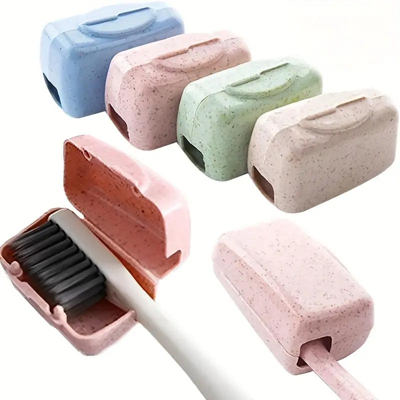 4Pcs Plastic Toothbrush Holder Set - Compact, Travel-Friendly Covered Toothbrush Holders for Travel, Outdoor Camping, Bathroom Organization