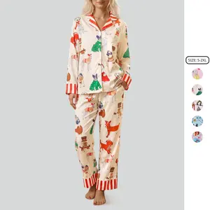 Imily Bela Womens Christmas Pajamas Set Cute Dog Print Long Sleeve Button Down Shirt and Pants Loungewear Sleepwear