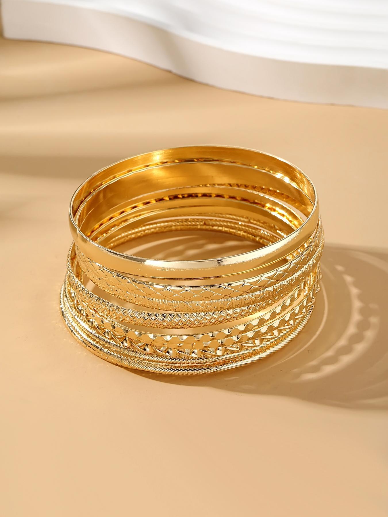 Fashionable Casual Plain Alloy Bangle, Vintage Bracelet for Women, Pretty Bracelet, Elegant Jewelry for Party, Daily Decor, Trendy All-match & Exquisite Jewelry for Gift, Stackable Bracelets, Cable Bangle Set, Stacking Bracelet