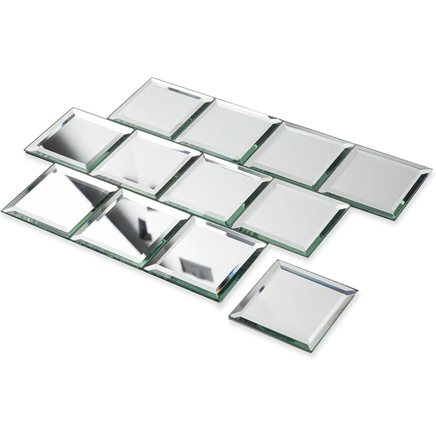 32 count Mirror Peel and Stick Tile, , 3x3 Inch, Beveled Mirror Square Kitchen Backsplash Bar Bathroom Wall Tile