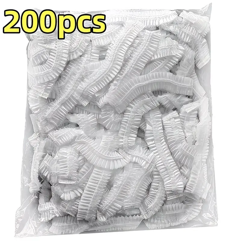 200 Pieces Disposable Plastic Wrap, Food Grade Pe Material Elastic Bowl Cover, Leak Proof, Moisture Resistant, Dishwasher Safe, Home & Commercial Use