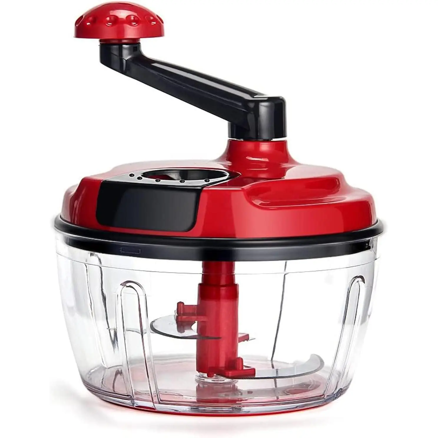 Manual Food Processor,8 Cup Hand-powered Crank Blender with Clear Container,for Vegetables Meat Fruits Nuts Herbs Onions