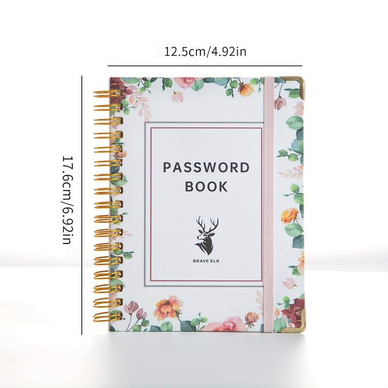 Brave Deer Elegant Floral Password Notebook, B6 Password Organizer with Gold Lock Icon, Thick Paper & Bookmarks, Multi-Color Diary Journal