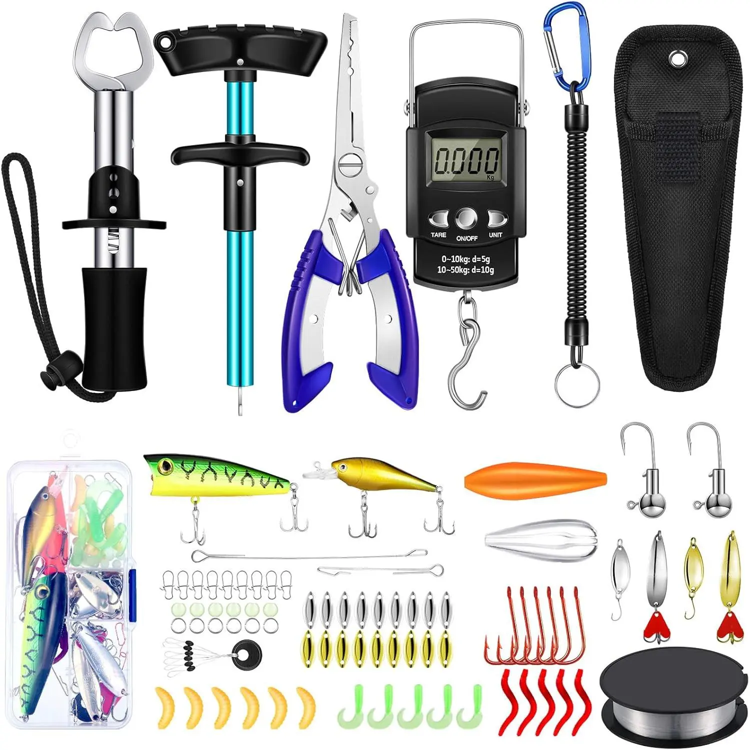 134 Pcs Fishing Tool Kit Fishing Gear and Equipment  Men Adults Family Pliers Kit, Hook Remover Tool, Lip Gripper Set, Lures Baits Tackle Accessories Gifts  Father