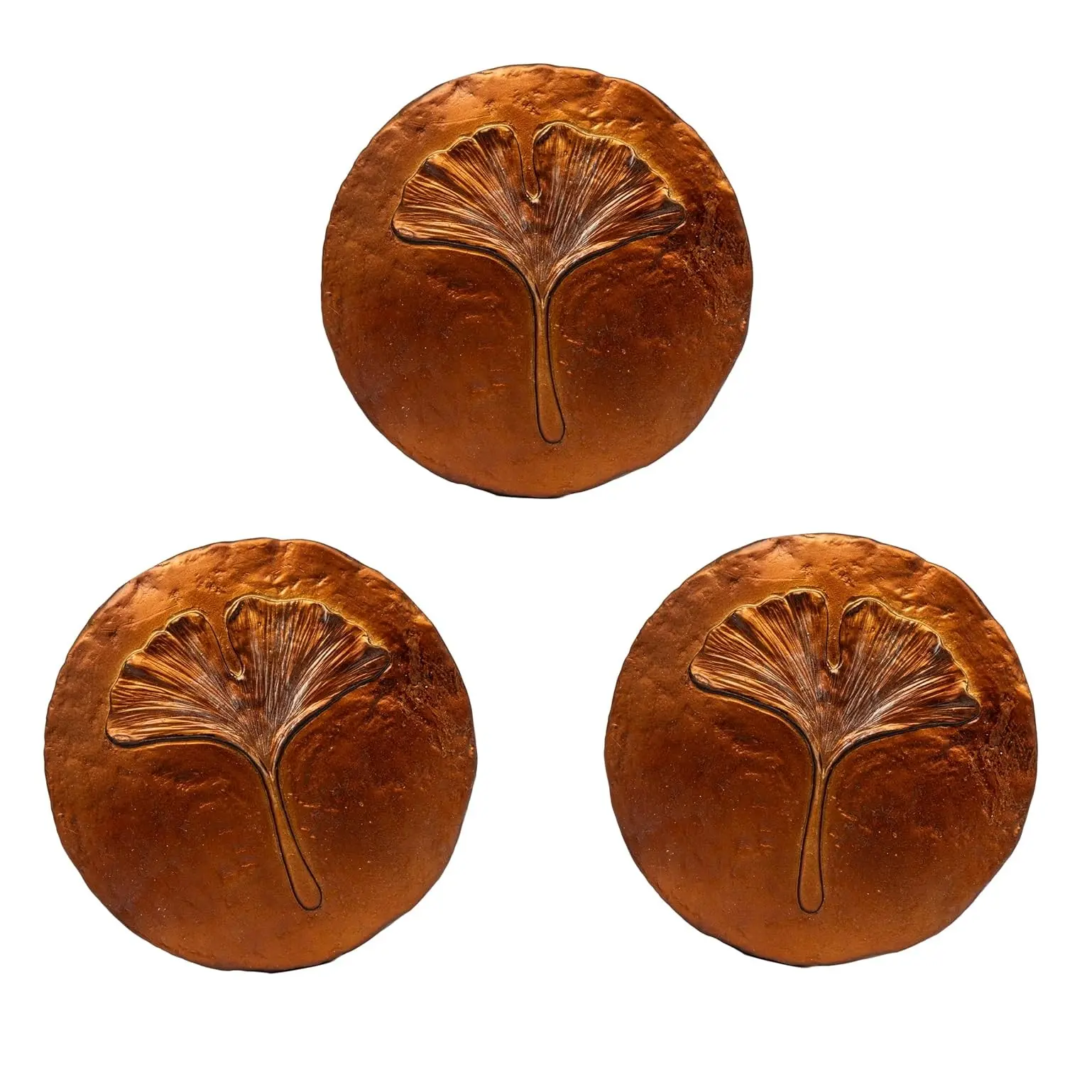 Stepping Stones Outdoor Set of 3, 10.8" Antique Ginkgo Bronze Garden Stones Outdoor Decorative Set – Grandma Mothers Day Gifts, Garden Memorial Stone for Loved Ones, Backyard Pathway Pavers, Walkway