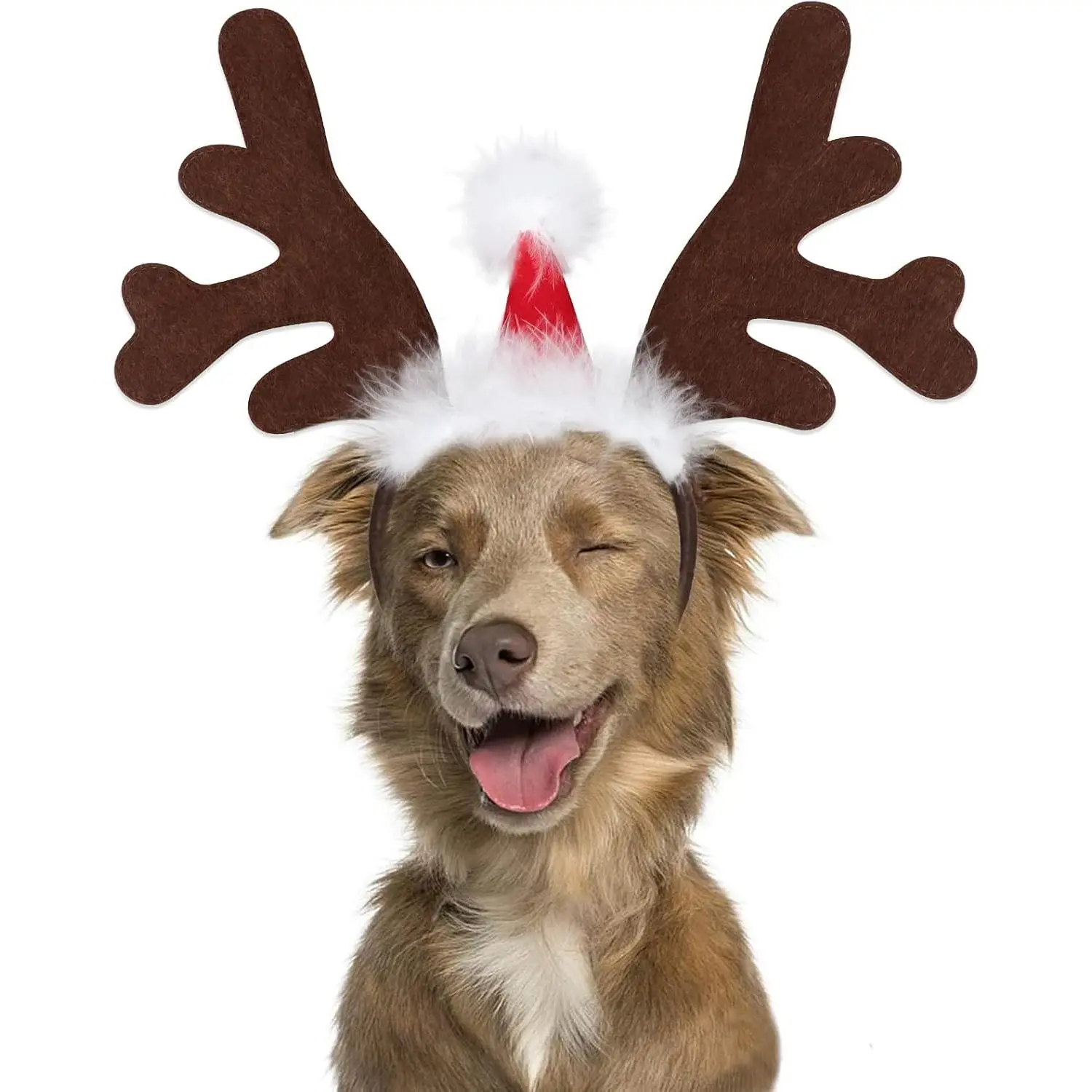 Reindeer Antler Headband,  Christmas Costume Headwear |   Costume, Dogs and Cats, Fits 13.4"-21.3" , Soft Fabric, 1.06 oz, Christmas Photos & Parties