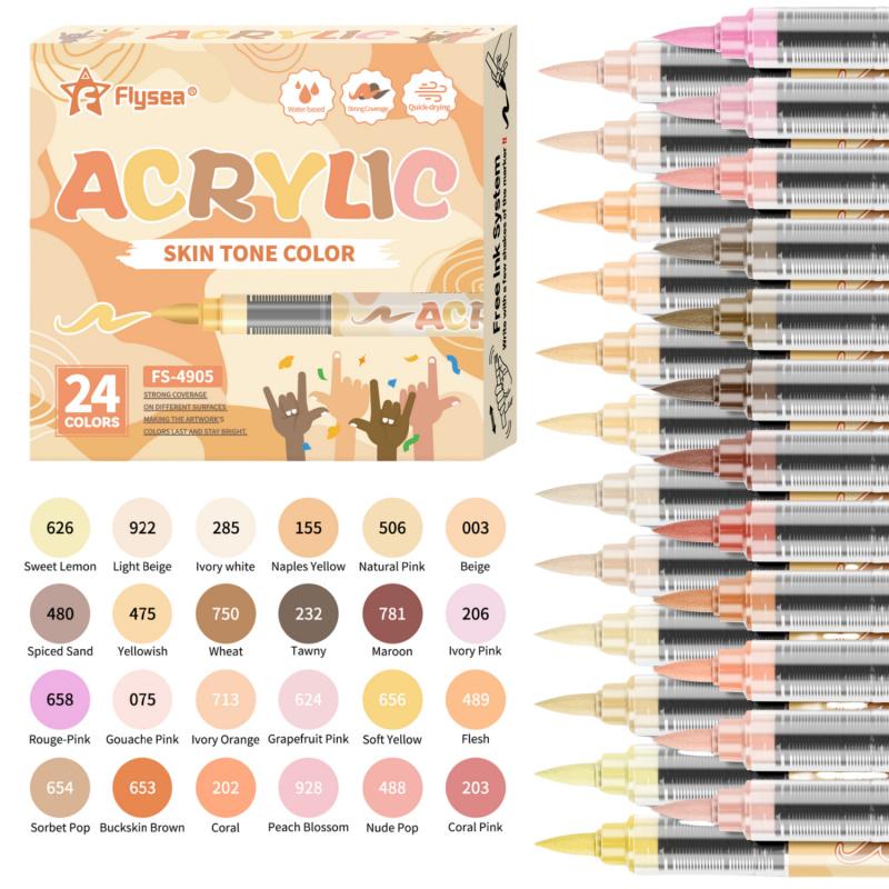 Skin Tones Art Markers,Straight liquid Soft Brush Tip Acrylic Paint Pens, Quick-Drying Waterproof Acrylic Paint Markers for Illustration Sketching, Wood,Glass,Fabric,Rocks Painting, Art Craft Supplies, Art Materials