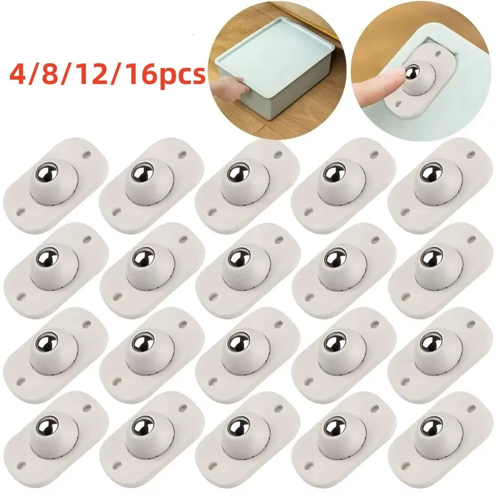 Self-Adhesive Roller Wheels, Mini Swivel Casters, Stainless Steel Adhesive Universal Wheels, 360 Degree Rotating Sticky Axles, Furniture Moving Wheels