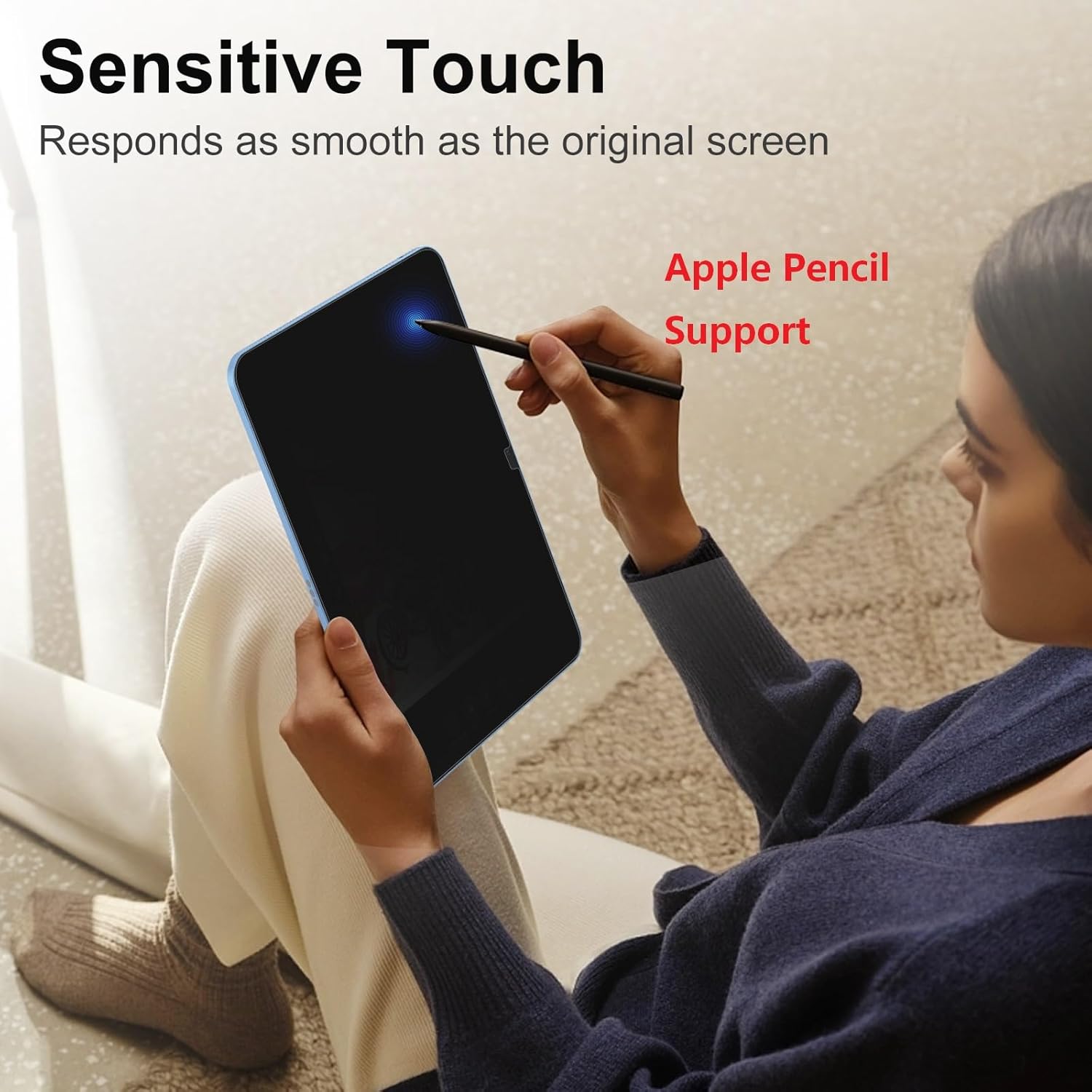 360° 4 Way Privacy Screen Protector for iPad A16 11th/ 10th Generation (11/10.9 Inch 2025/2022), 360 Degree Anti-Spy Tempered Glass Film, Case Friendly, Apple Pencil Support