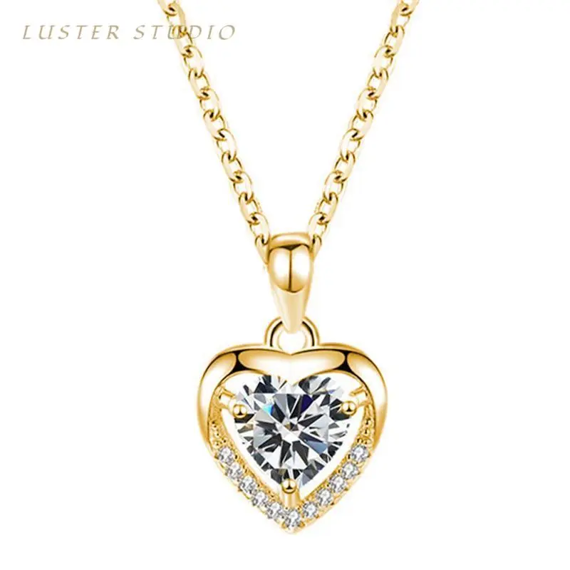 Luster Studio Amore Forever Heart S925 Sterling Silver Birthstone Necklace - Luxury Fine Jewelry Gift for Her, Birthday, Anniversary Gift, Female, Single Necklace, Luxury Artificial Gemstone Necklaces & Pendants