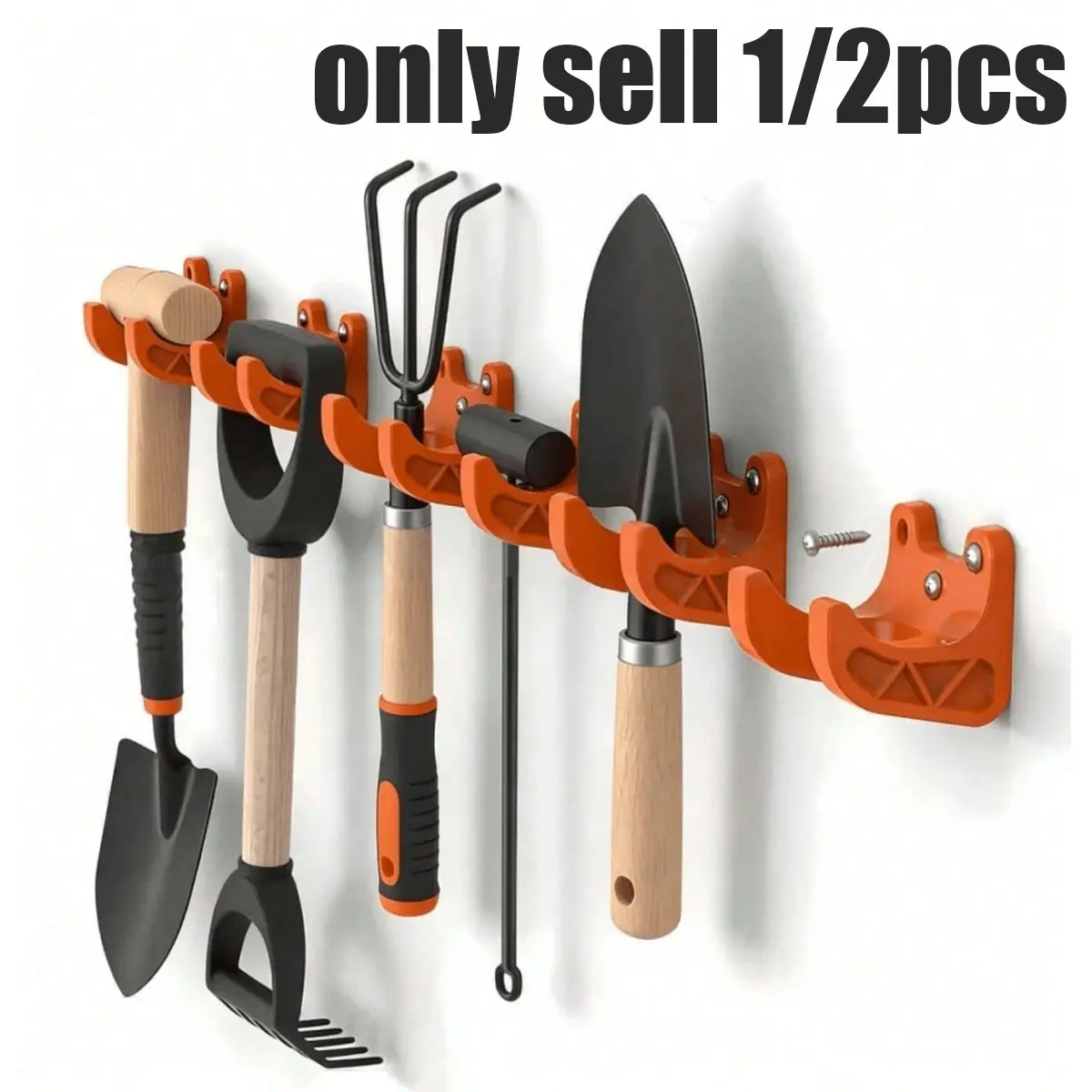 Garden Tool Hook Wall Mount Set, Non-Slip Organizer for Shovels, Rakes, Brooms, Garage, Shed, Basement, Outdoor Yard Storage