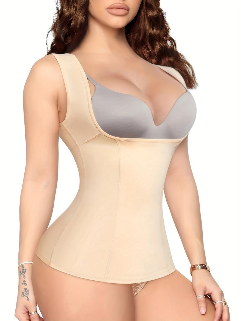 Women's Basic Solid Seamless Compression Shapewear Tank Top, Casual Lady Minimalist Breathable Tummy Control Shapewear Clothing, High Waisted Shapewear, Summer Wear, Women Shapewear for Daily Wear