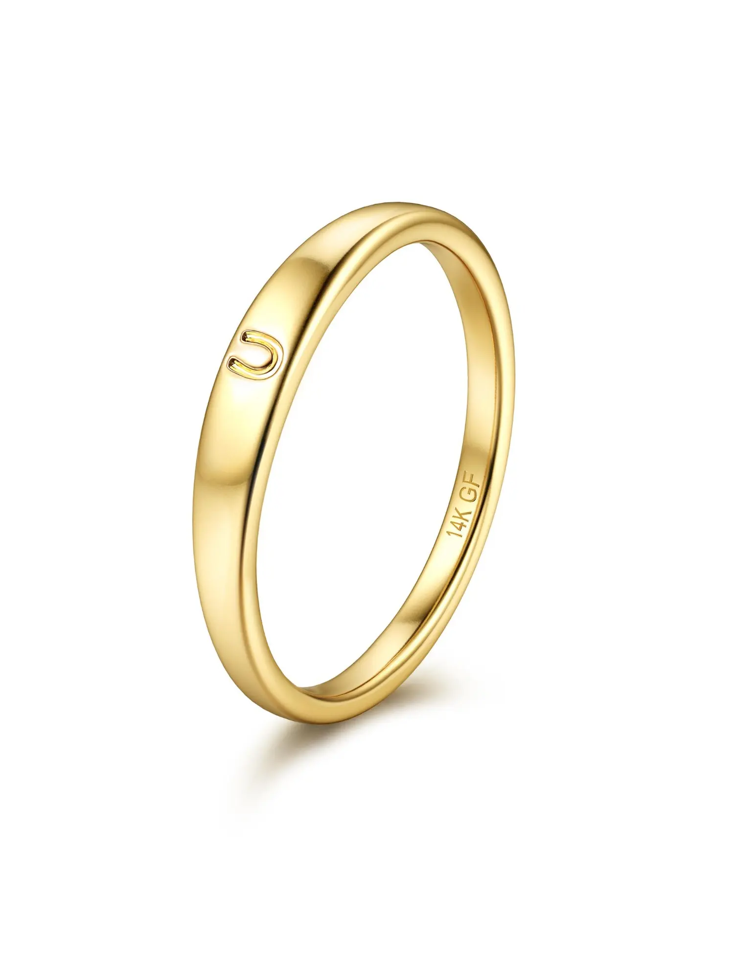 1 Pc Trendy Golden Initial Letter U-X Finger Ring for Women Men Minimalist Gentle Craft Premium Copper Thumb Stacking Jewelry Delicate Single Initial Letter Slim Narrow Band Flexible Stacking with Assorted Knuckle Ring for Casual Outfits Personalized Gift