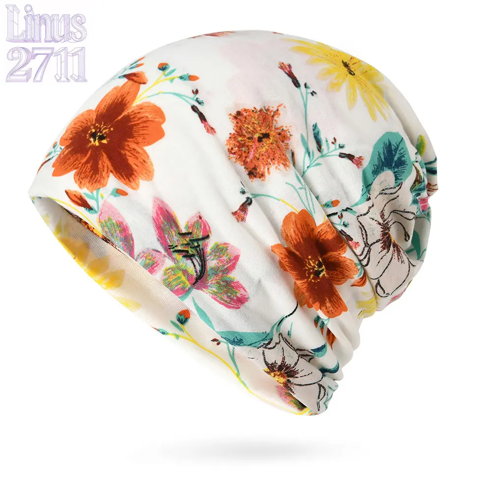 Boho Floral Multifunctional Soft Beanie Hat Neck Gaiter Postpartum Maternity Cap Chemo Head Cover Windproof Sleep Hat