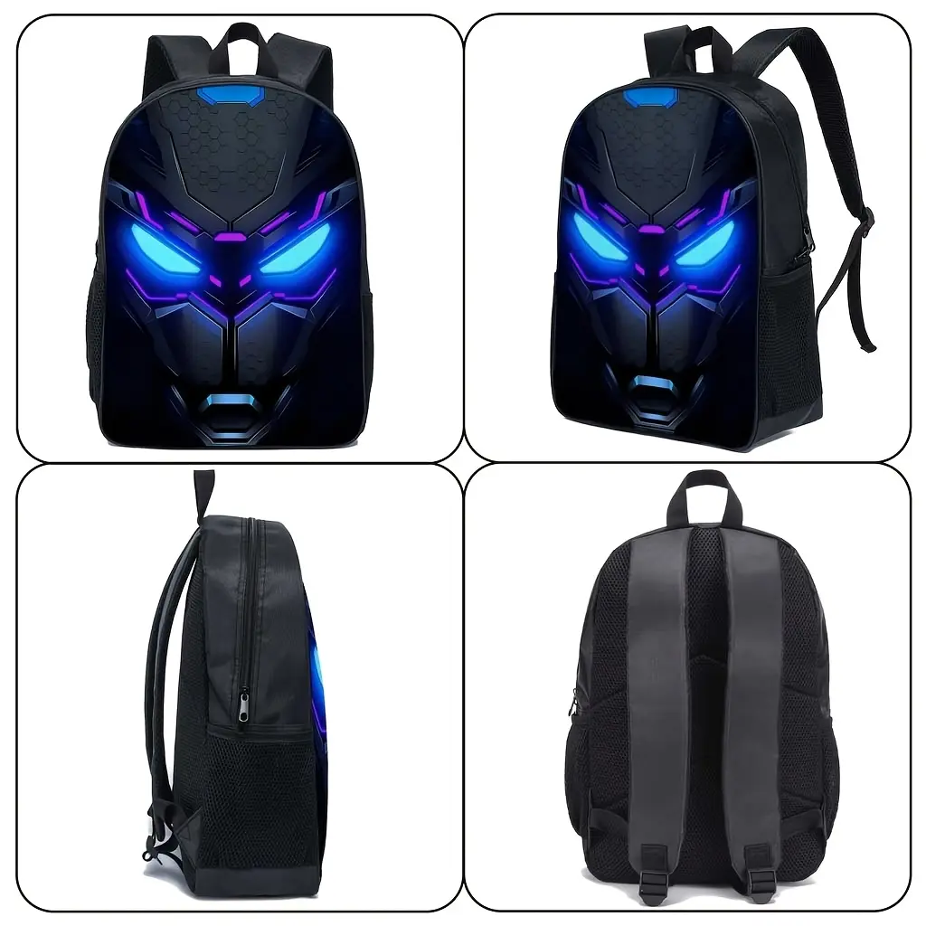 3pcs Cyberpunk Casual Backpack Set, Heavy Polyester Fiber Backpack, Laptop Bag And Accessory Pouch, Adjustable Thickened Shoulder Straps And Reinforced Zipper, Suitable for Work, Travel, Gaming - Unisex Fashion Backpack