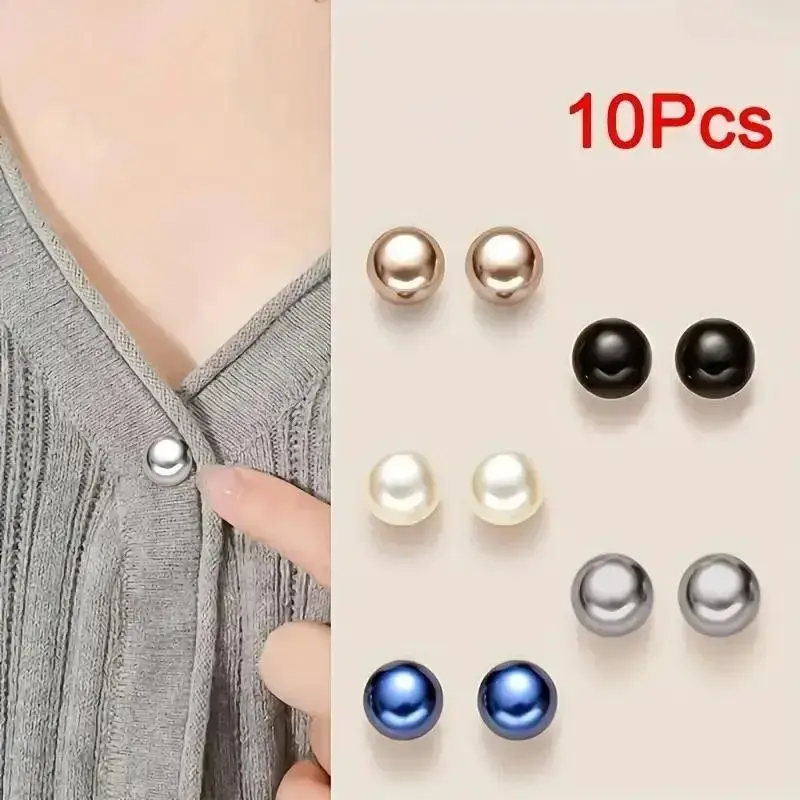 10-Piece Functional Pearl Snap Buttons - Seamless Plastic Fasteners for Sports Bras, Sport Outdoor Clothing, Garment Front DIY Sewing Projects, Adjustable Fit, Smooth Look, Solid Set, Ten Pieces