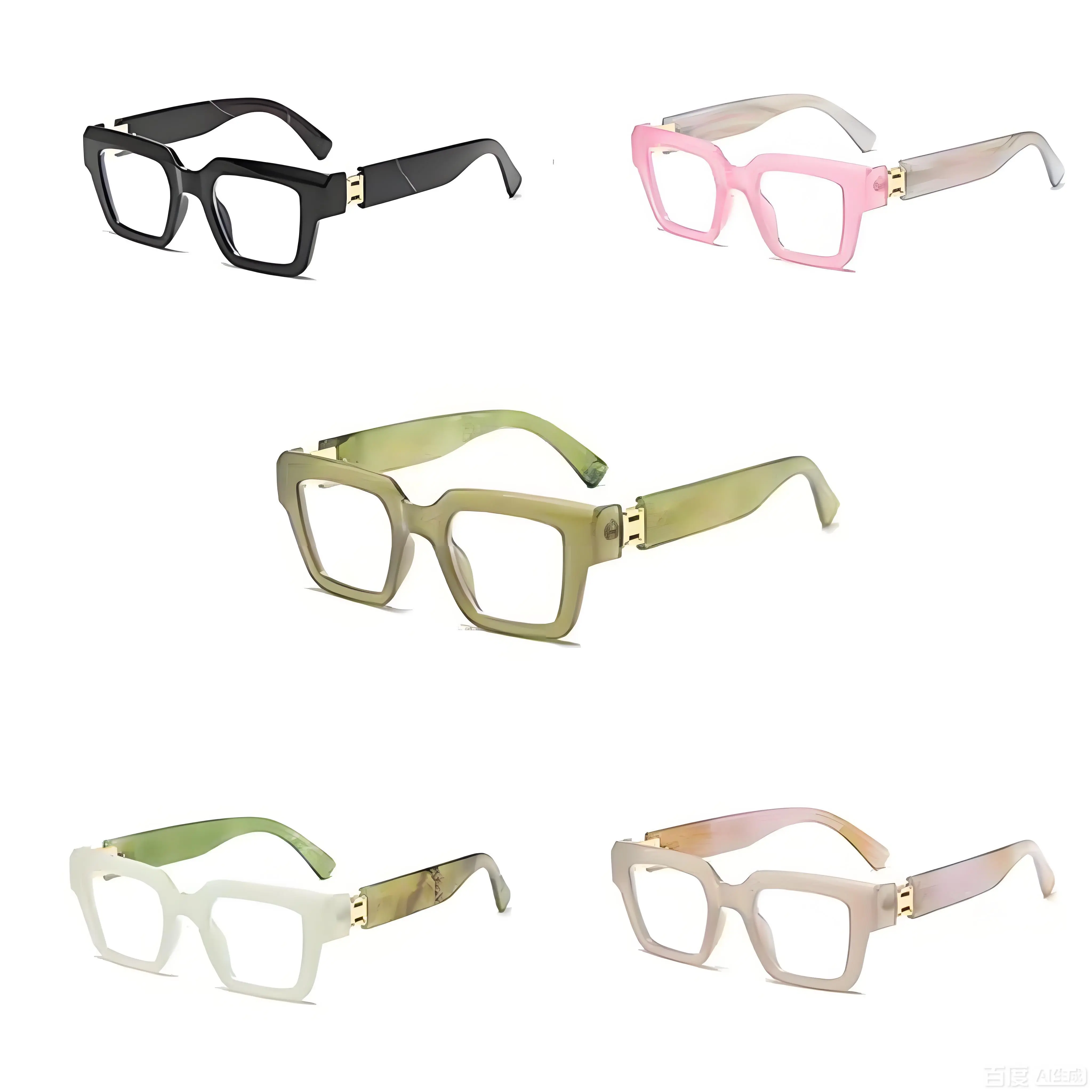 Unisex Blue Light Glasses - Oversized Square Semi-Rimless Marble Pattern Frames, Lightweight Flexible Anti-Eyestrain Eyewear for Screen Use, Fashionable Frames Glasses, Eyeglasses Frames, Bold Eyeglass